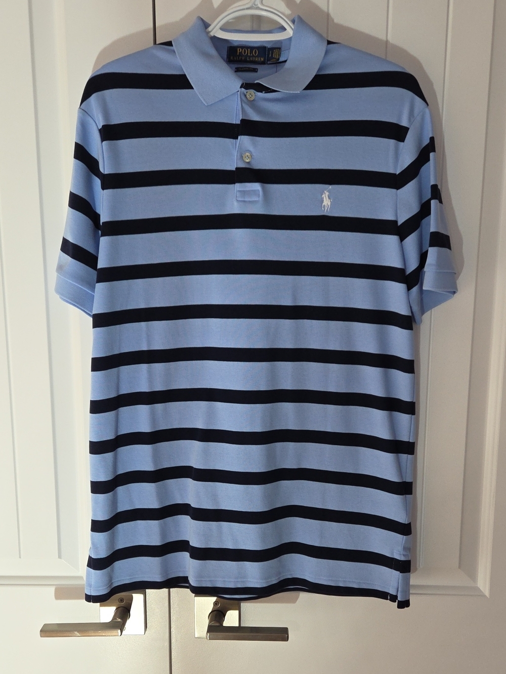 Polo by Ralph Lauren Light Blue and Black Striped Polo Shirt